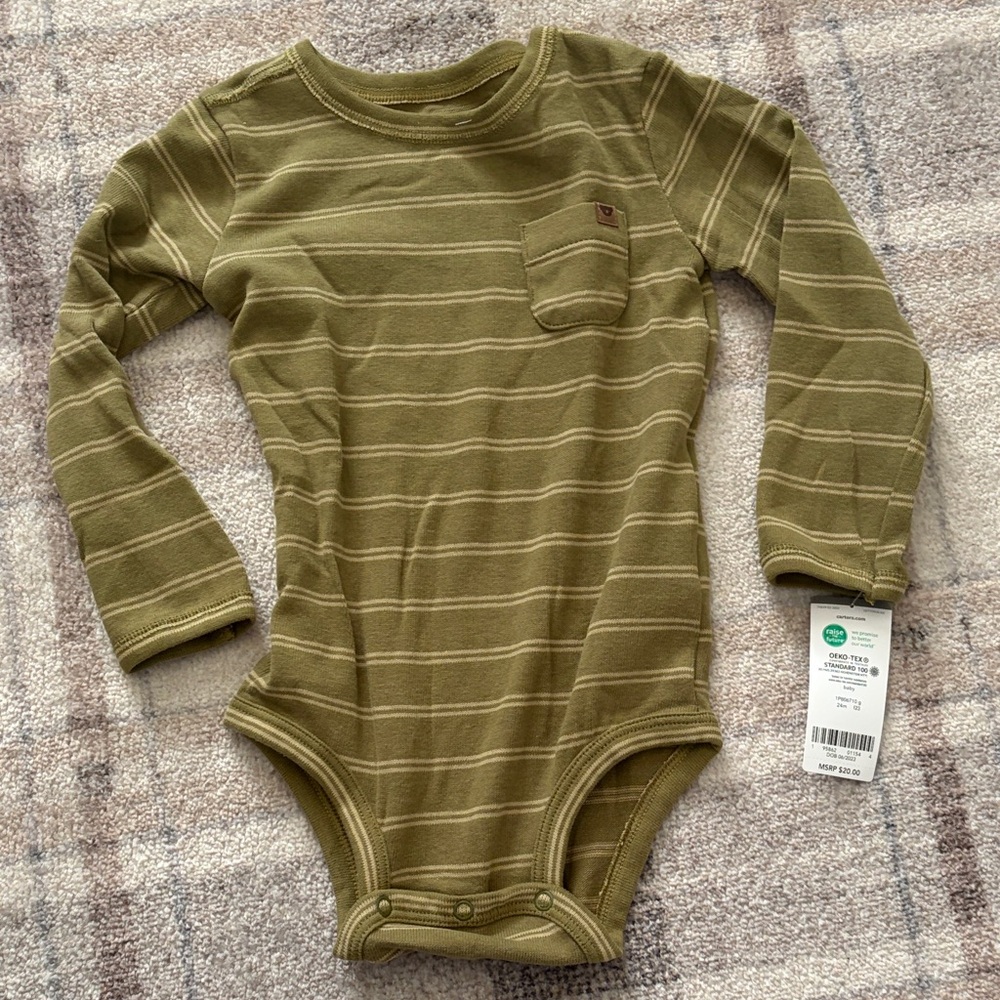 Carter's Olive Striped Bodysuit